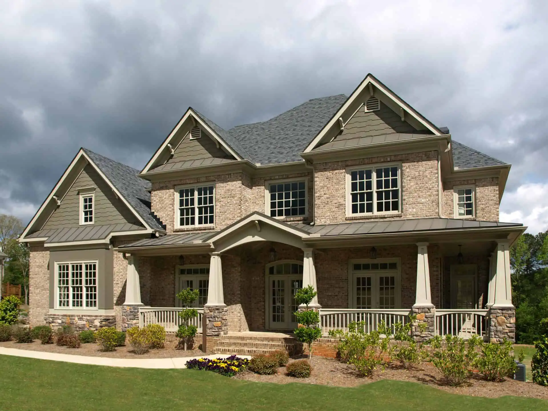 Luxury Model Home Exterior Stormy Weather